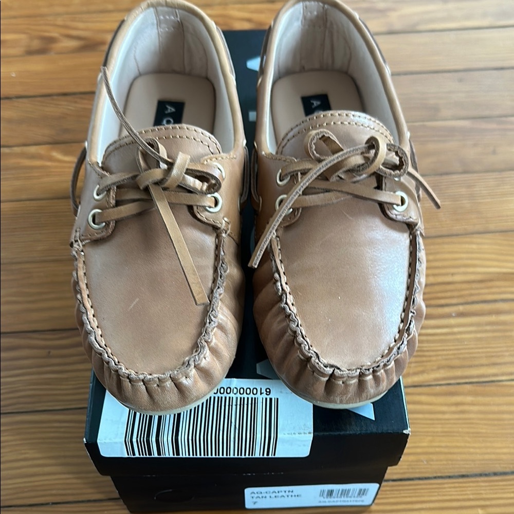 Aqua Women’s Tan Leather Boat Shoes